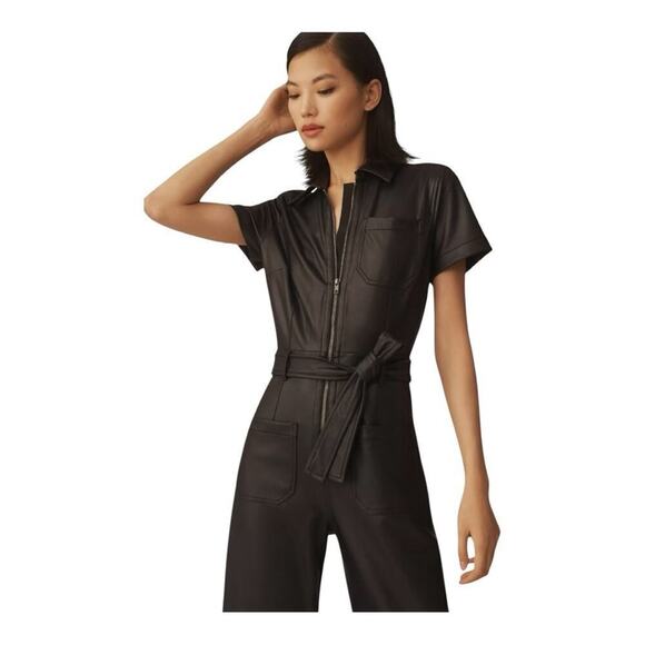 NWT The Colette Weekend Jumpsuit by Maeve: Faux-Leather Anthropologie Size XS - Picture 3 of 14